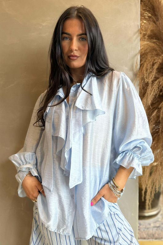 Regency Ruffle Blouse Baby Blue